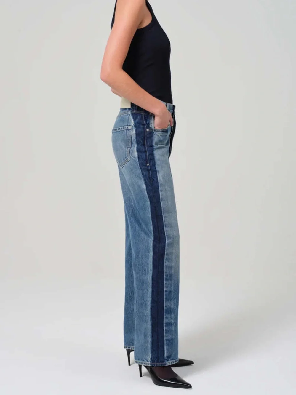 Citizens of Humanity Ayla Baggy Straight Tuxedo Stripe Jeans NEW - Picture 3 of 6